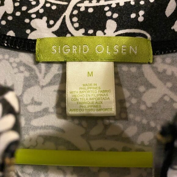 Sigrid Olsen Zip-up Black & White shirt, size M. (S47) - Picture 4 of 4